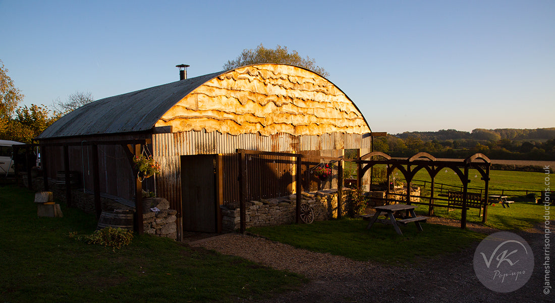 Outside of The Dutch Barn at Owl Lodge in Lacock