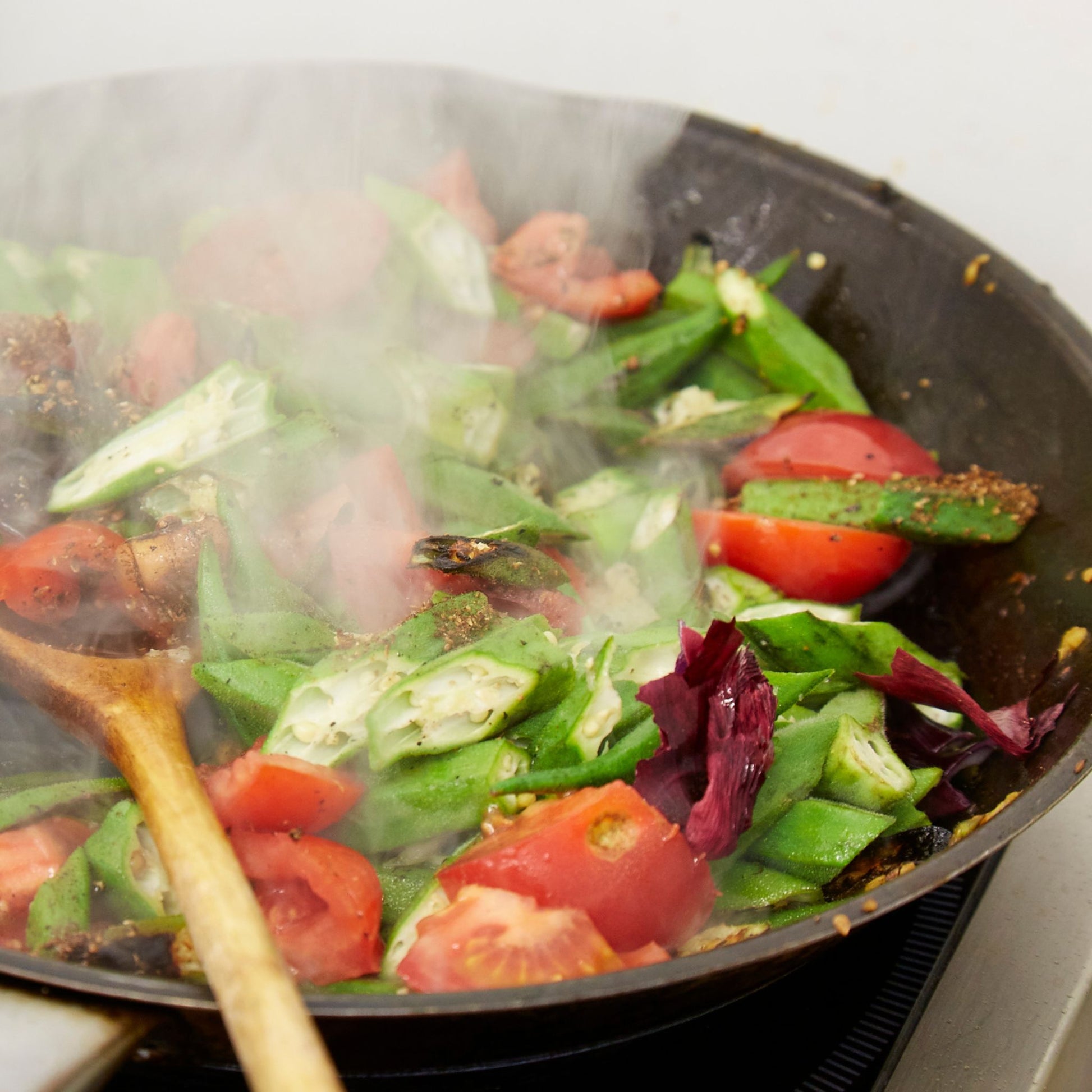 Vegetables cooking in a pan